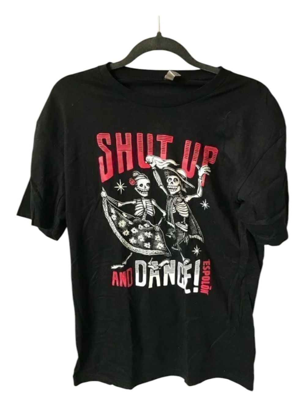 Skeleton Dancing Graphic Tee Black T-Shirt Size L